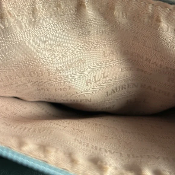 Lauren Ralph Lauren Dryden Marcy Tote Bag Colorblock Blue Tan - Picture 11 of 11